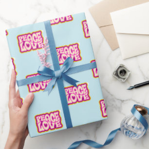 Peace and Love Retro Twin Baby Shower Wrapping Paper
