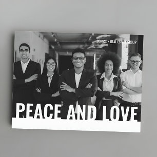 Peace and Love Simple Modern Custom Photo Holiday Postcard