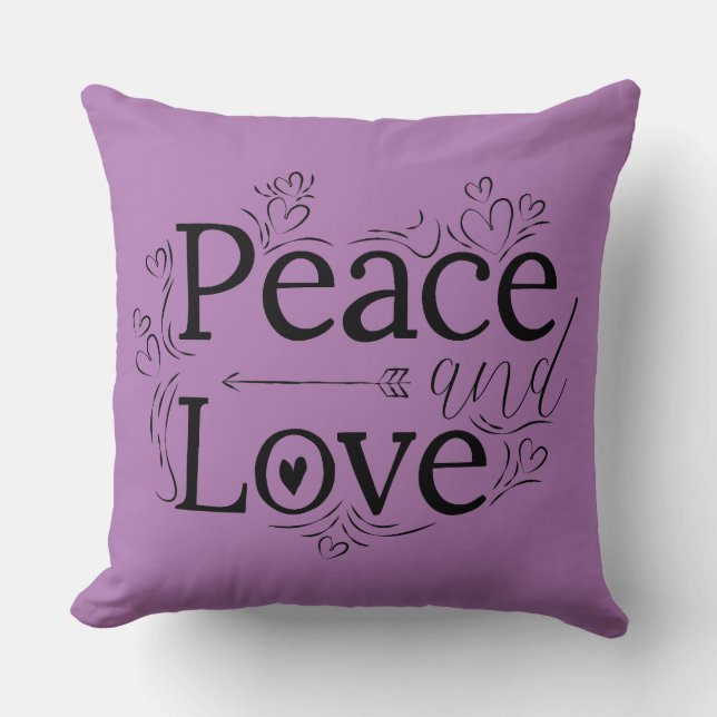 Peace and Love Throw Pillow (Front)