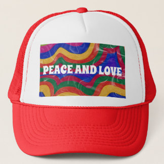 PEACE AND LOVE TRUCKER HAT