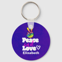 Peace and Love Typography Rainbow Hand Peace Sign