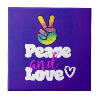 Peace and Love Typography Rainbow Hand Peace Sign