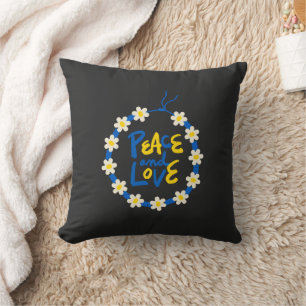 Peace and Love Ukraine Flower Wreath  Cushion