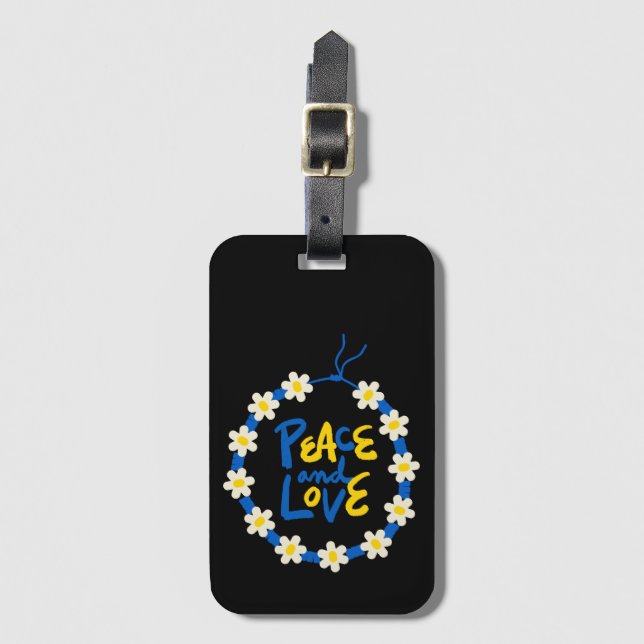 Peace and Love Ukraine Flower Wreath  Luggage Tag (Front Vertical)