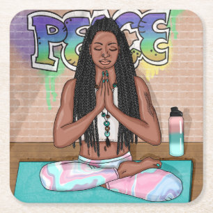 Peace and Meditation Urban Art Square Paper Coaster
