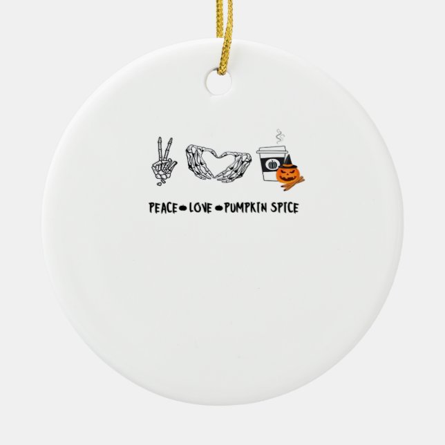 Peace And Pumpkin Spice, Halloween Skeletons Class Ceramic Tree Decoration (Front)