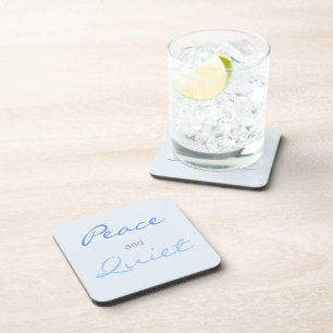 Peace and Quiet Words (Blue) Coaster