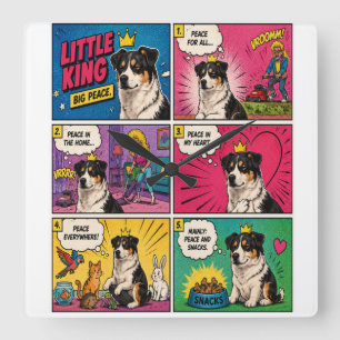Peace And Snacks Comic Dog Clock
