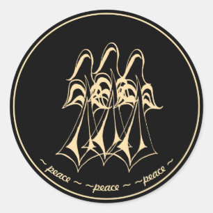 Peace! Angel   Black Gold Classic Round Sticker