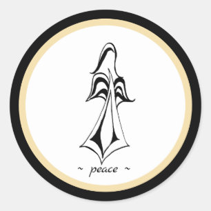 Peace! Angel   Gold and Black Classic Round Sticker