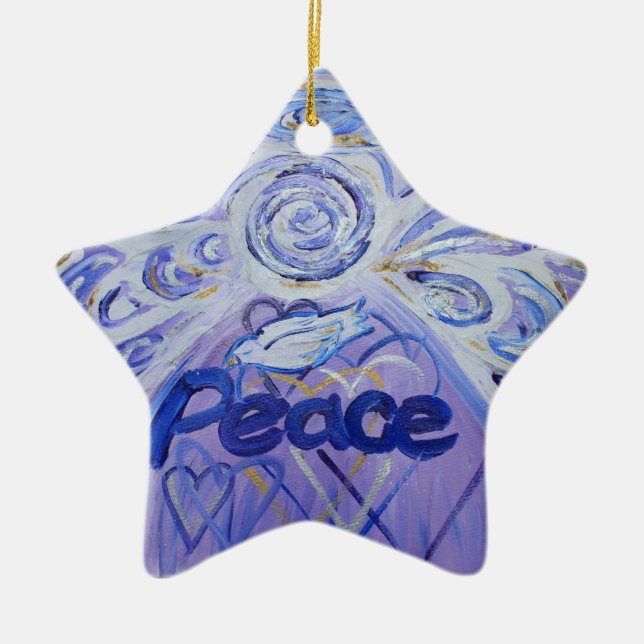 Peace Angel Word Art Gift Holiday Ornament (Front)