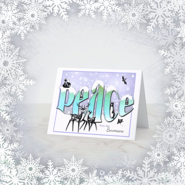 Peace animals personalised Christmas holiday card (Creator Uploaded)