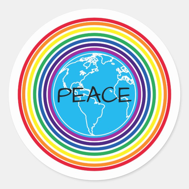 Peace Around the World Rainbow Personalised Poster Classic Round Sticker (Front)