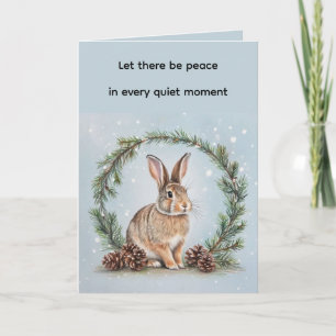 Peace at Christmas Rabbit Folded Greeting Card