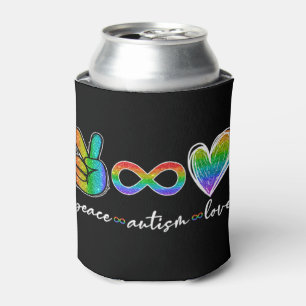 Peace Autism Love Autism Awareness T-Shirt feature Can Cooler
