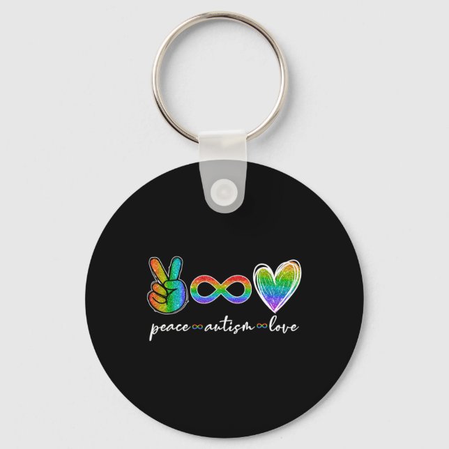 Peace Autism Love Infinity Symbol Autism Awareness Key Ring (Front)