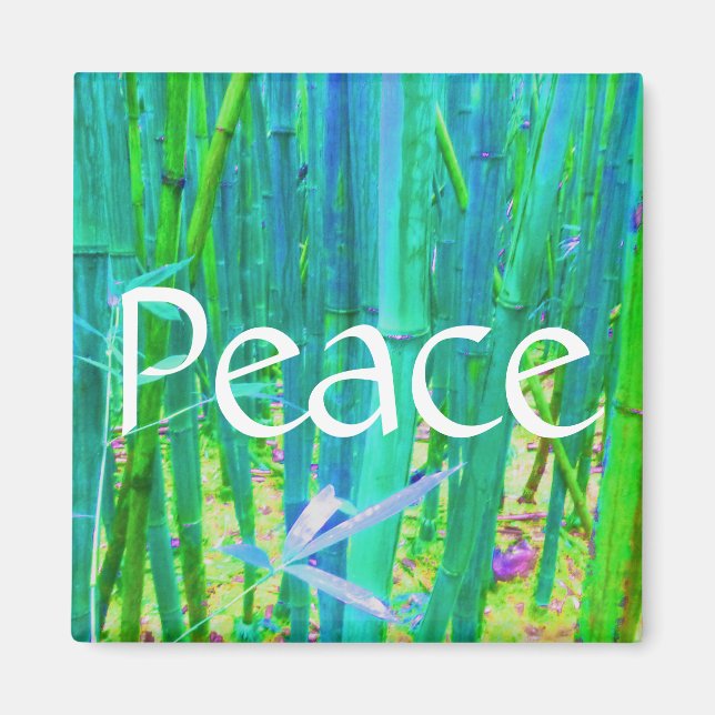 Peace Bamboo Blue and Green Magnet (Front)