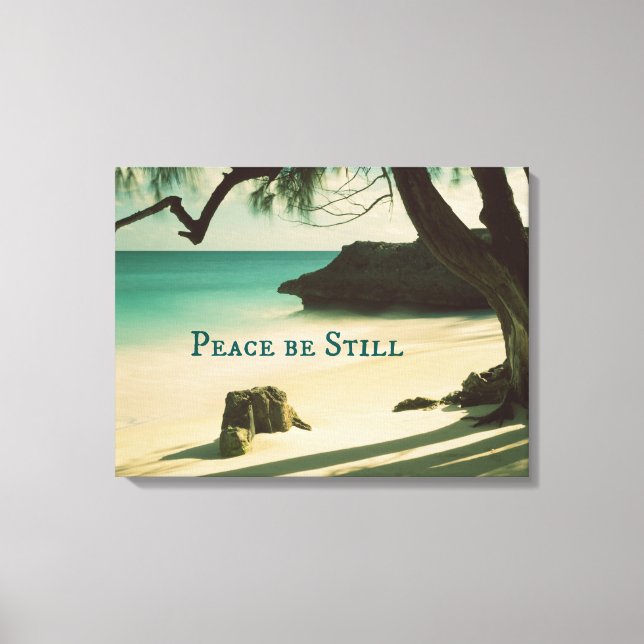 Peace Be Still Bible Verse with Ocean Canvas Print (Front)