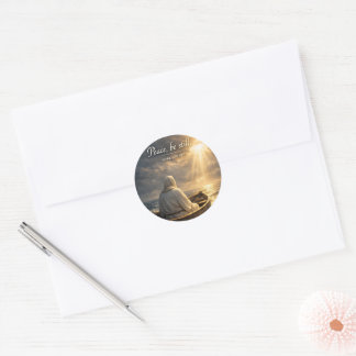 Peace, Be Still • Mark 4:39 KJV • Christian Round Classic Round Sticker