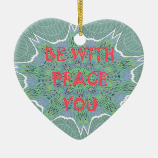 Peace Be With You Inspirational Graphic Art Text Ceramic Tree Decoration (Front)