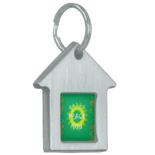 Peace Be With You: Inspirational Green and Yellow  Pet Tag