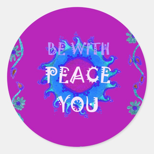 Peace Be With You Inspirational Print Classic Round Sticker (Front)