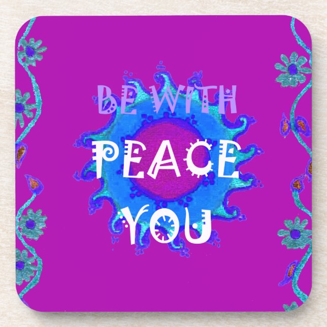 Peace Be With You Inspirational Print Coaster (Front)