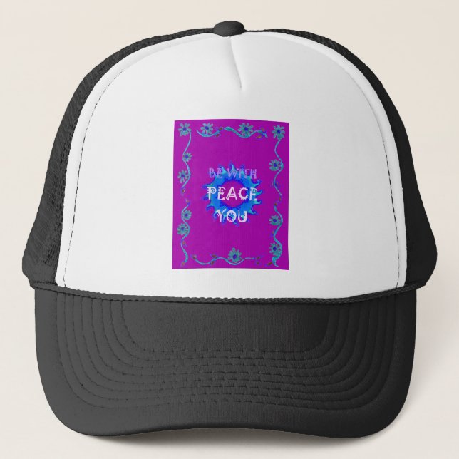 Peace Be With You Inspirational Print Trucker Hat (Front)