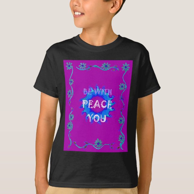 Peace Be With You Inspirational Text Art Pattern  T-Shirt (Front)