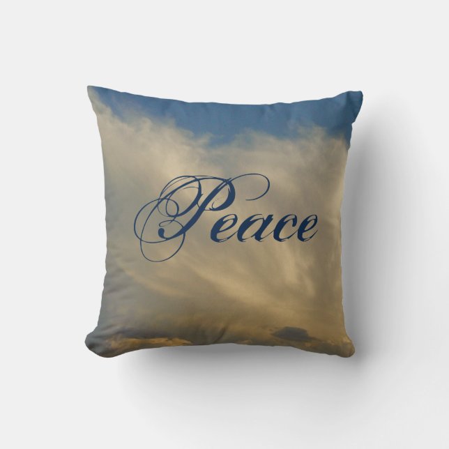 Peace Beautiful Bright Blue Sky Photo White Clouds Cushion (Front)