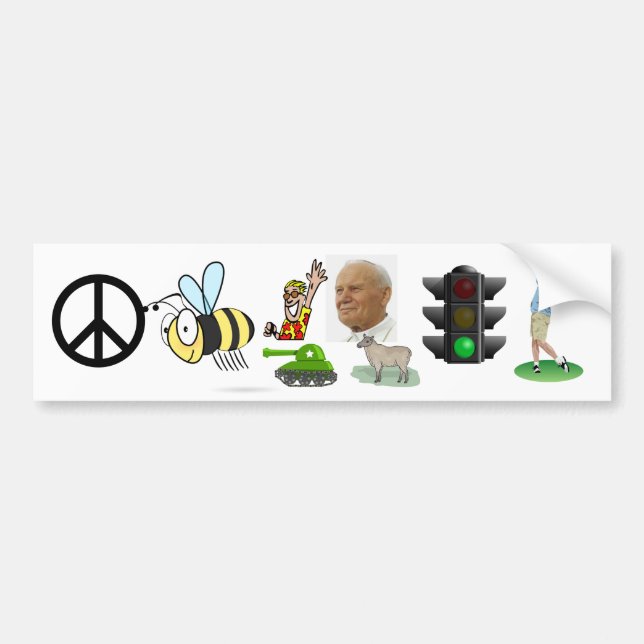 peace bee "hey" pole light driver tank ewe bumper sticker (Front)
