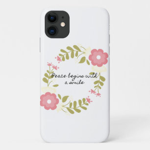 Peace begins with a smile pink and green floral Case-Mate iPhone case