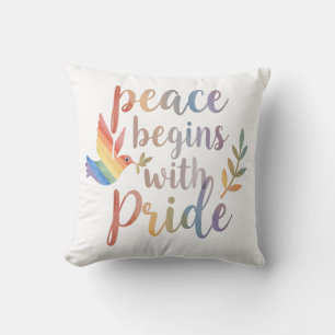 Peace Begins With Pride Design LGBTQ+ Qoute Cushion