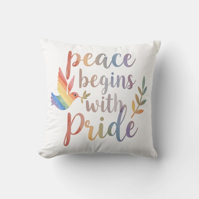 Peace Begins With Pride Design | LGBTQ+ Qoute Cushion (Front)