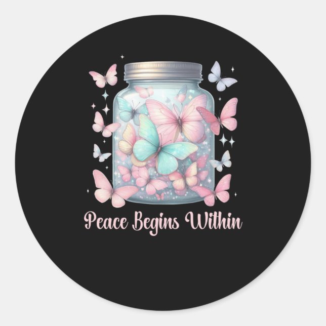 Peace Begins Within  Classic Round Sticker (Front)