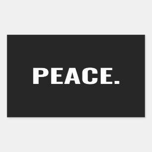 Peace black and white text minimalist anti war rectangular sticker