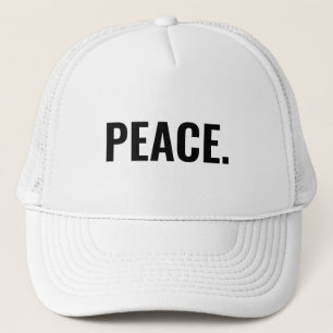 Peace black and white text minimalist anti war trucker hat