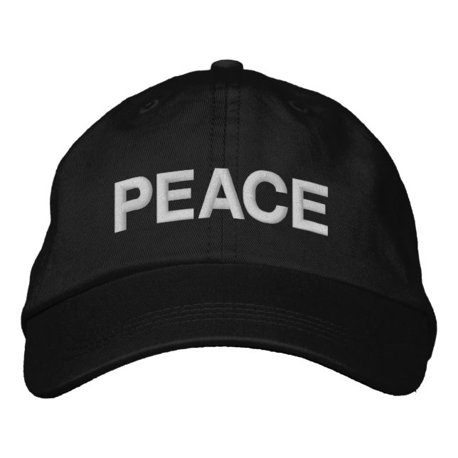 Peace black & white minimalist modern custom text embroidered hat (Front)