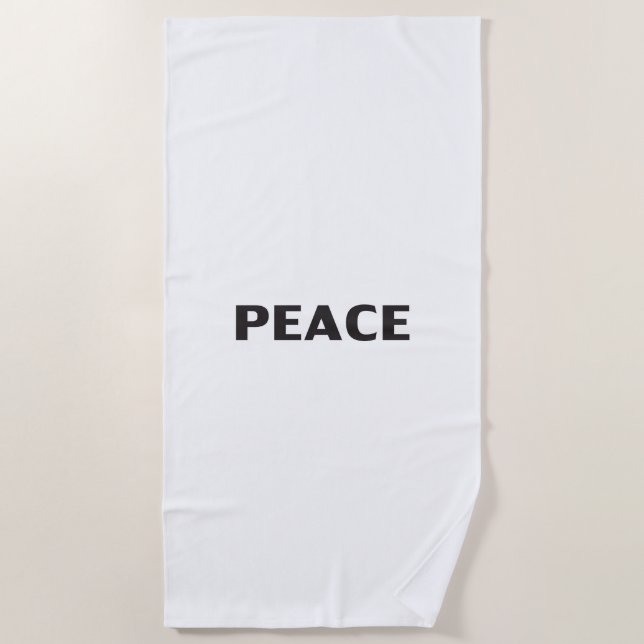 Peace black white minimalist modern simple beach towel (Front)