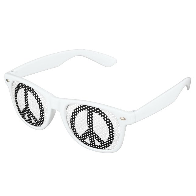 Peace Black & White Retro Sunglasses (Angled)
