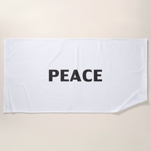 Peace black white simple beach towel (Front)