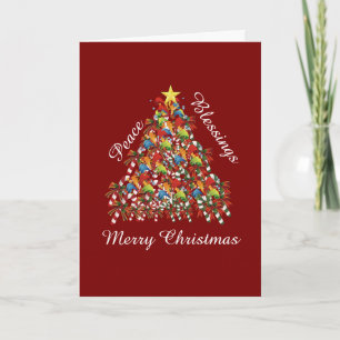 Peace Blessings Merry Christmas Dk Red Holiday Card