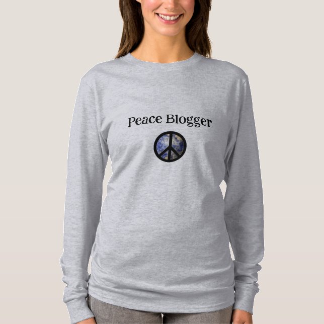 Peace Blogger Ladies Long-Sleeved Grey T-Shirt (Front)