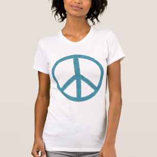peace blue cloth-like T-Shirt