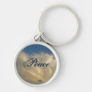 Peace Blue Skies Fluffy Clouds Photo Cloudscape Key Ring