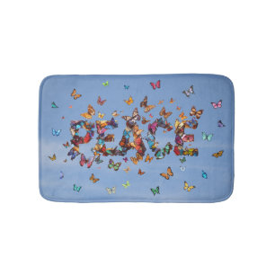 PEACE Blue Sky Butterflies   Motivational Hope Joy Bath Mat