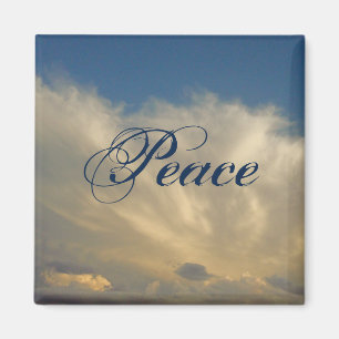 Peace Blue Sky White Fluffy Cloud Photo Nature Magnet
