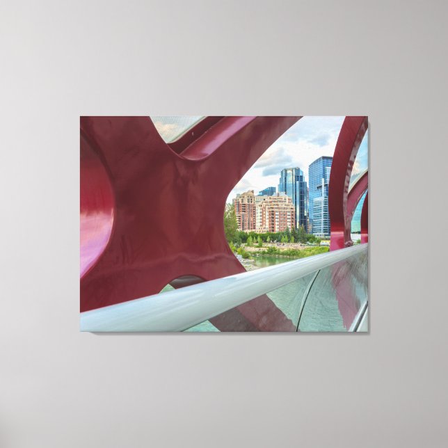 Peace Bridge view of Calgary skyline Canvas Print (Front)