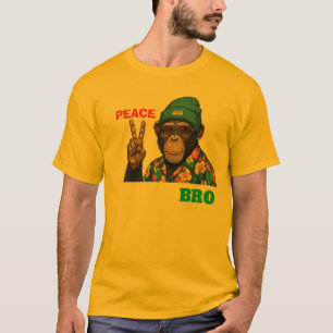 Peace Bro Chimpanzee Graphic T-Shirt - Cool Monkey