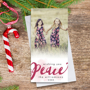 Peace Brush Script Christmas Holiday Photo